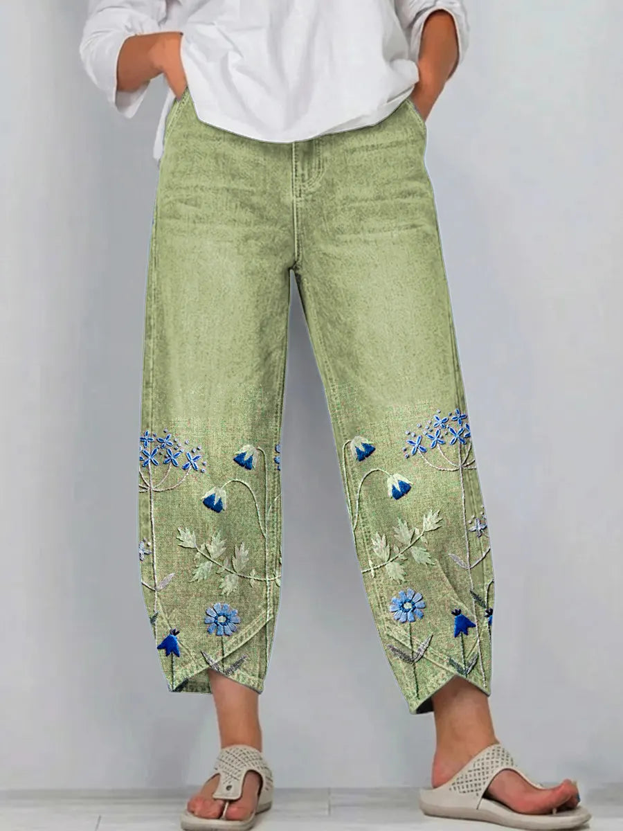 Aven - Pantalon Brodé Élégant