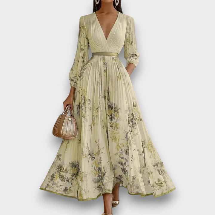 Rowella - Élégant Robe Longue Plissée Florale