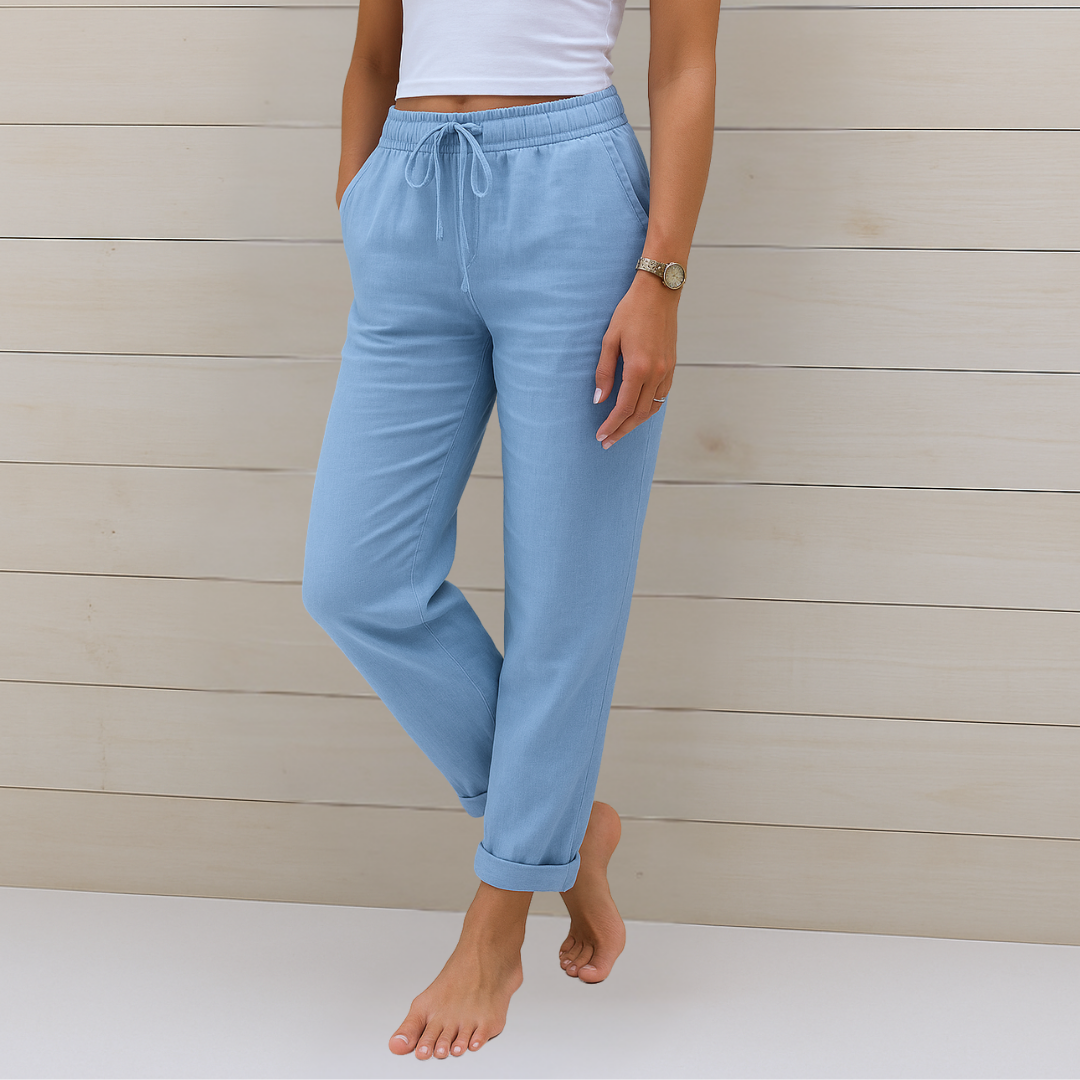 Susy - Pantalons Stretch en Lin Respirant Premium