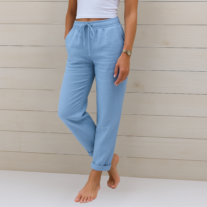 Susy - Pantalons Stretch en Lin Respirant Premium