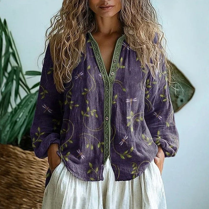 Sofia – Blouse ample avec imprimé naturel
