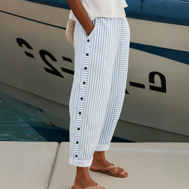 Sharon | Pantalon d'été ample à rayures confortables