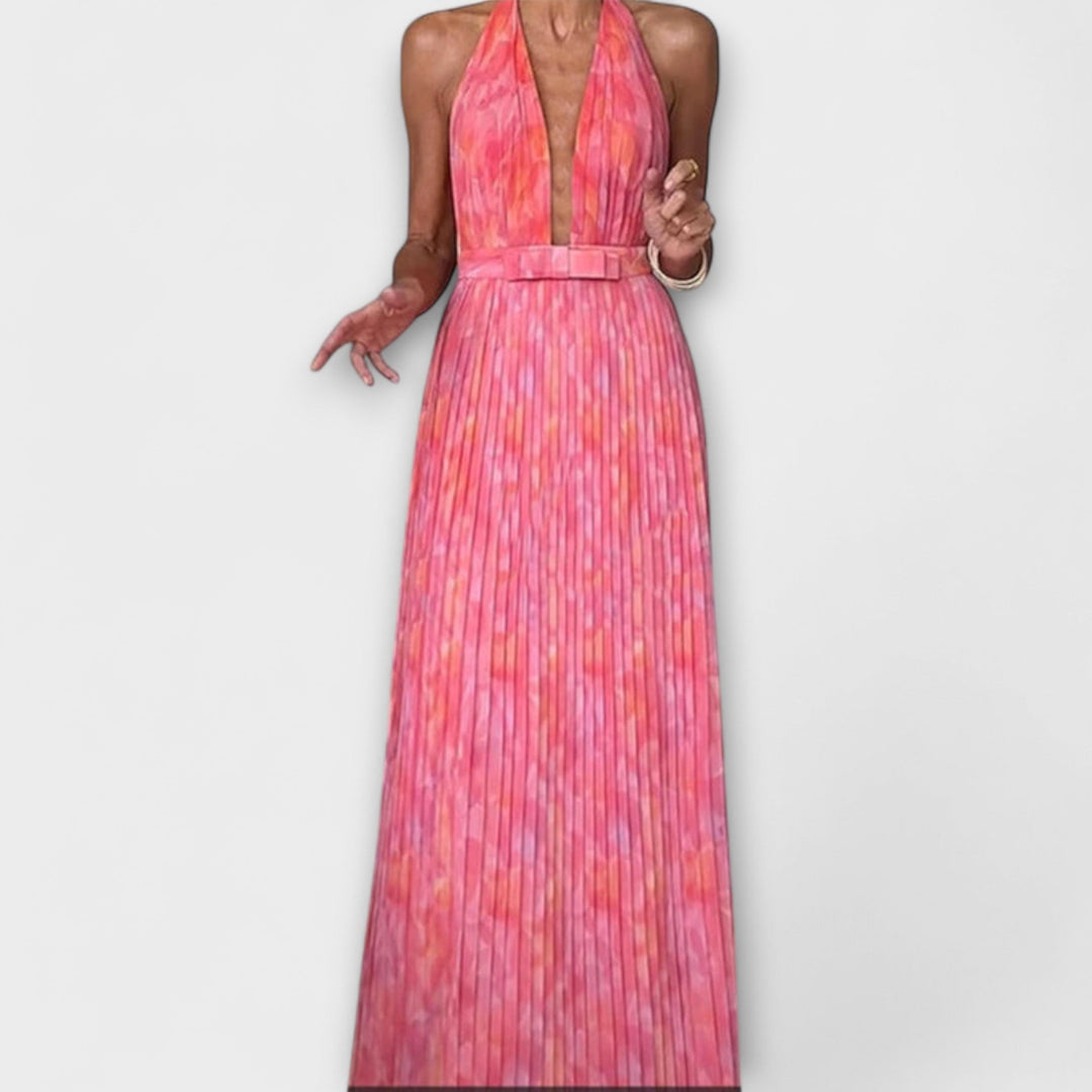 Seraphina - Robe Maxi Élégante avec Col Halter et Décolleté en V