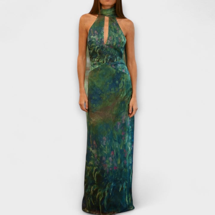 Maisie - Impression Iris de Monet Robe Maxi