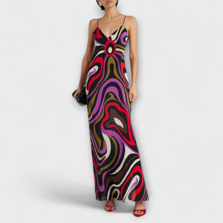 Daphne - Robe maxi avec imprimé marbré