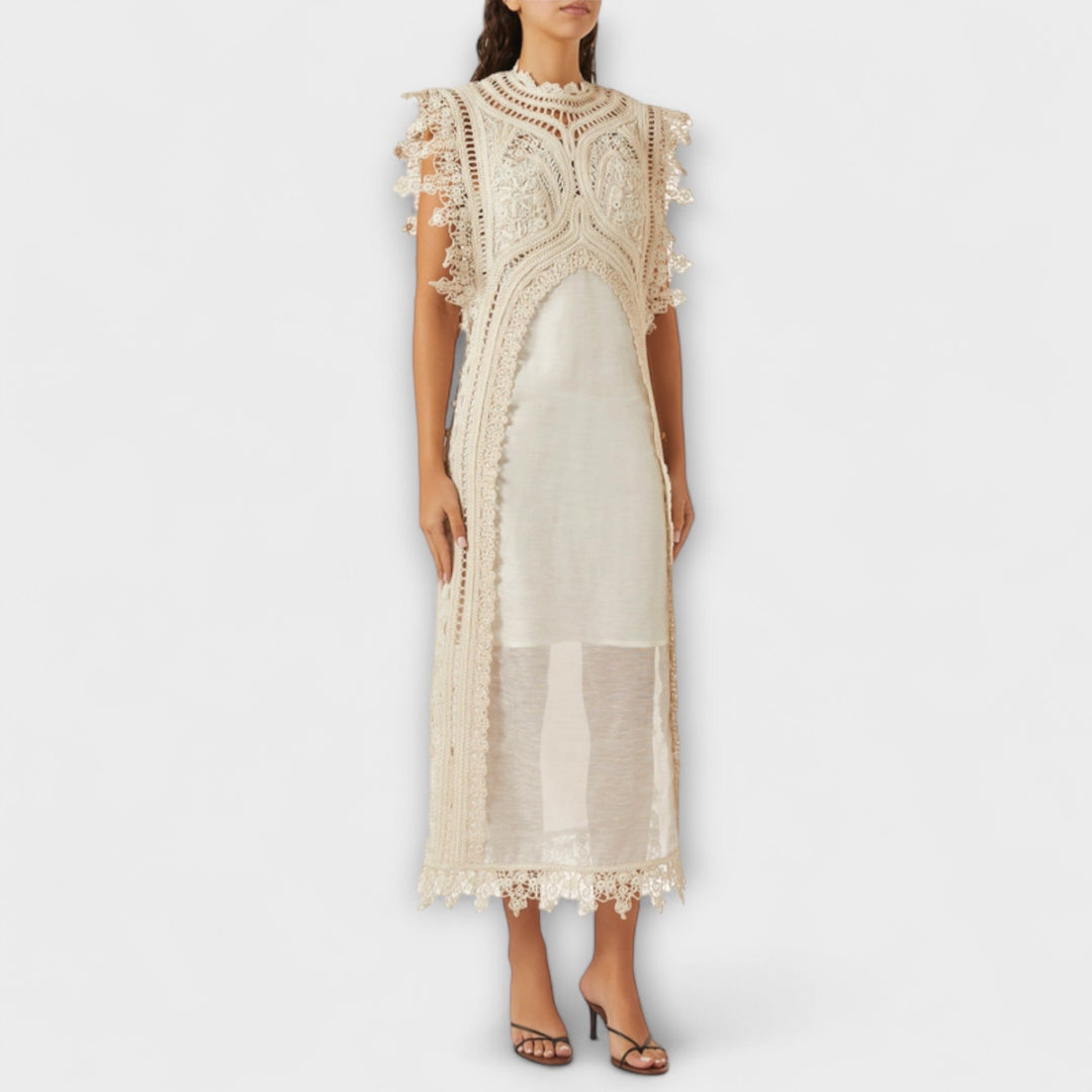 Mira - Robe maxi en organza tissée et vide
