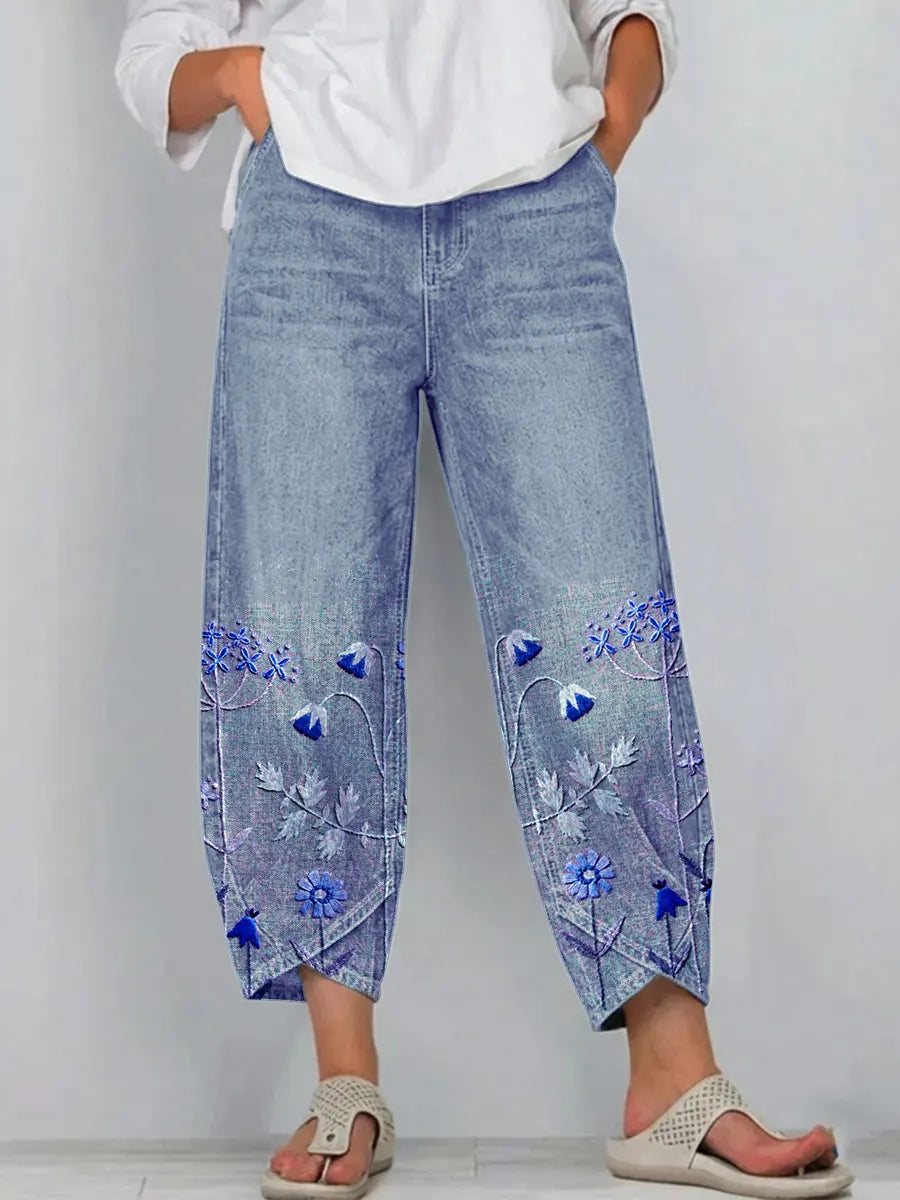 Aven - Pantalon Brodé Élégant