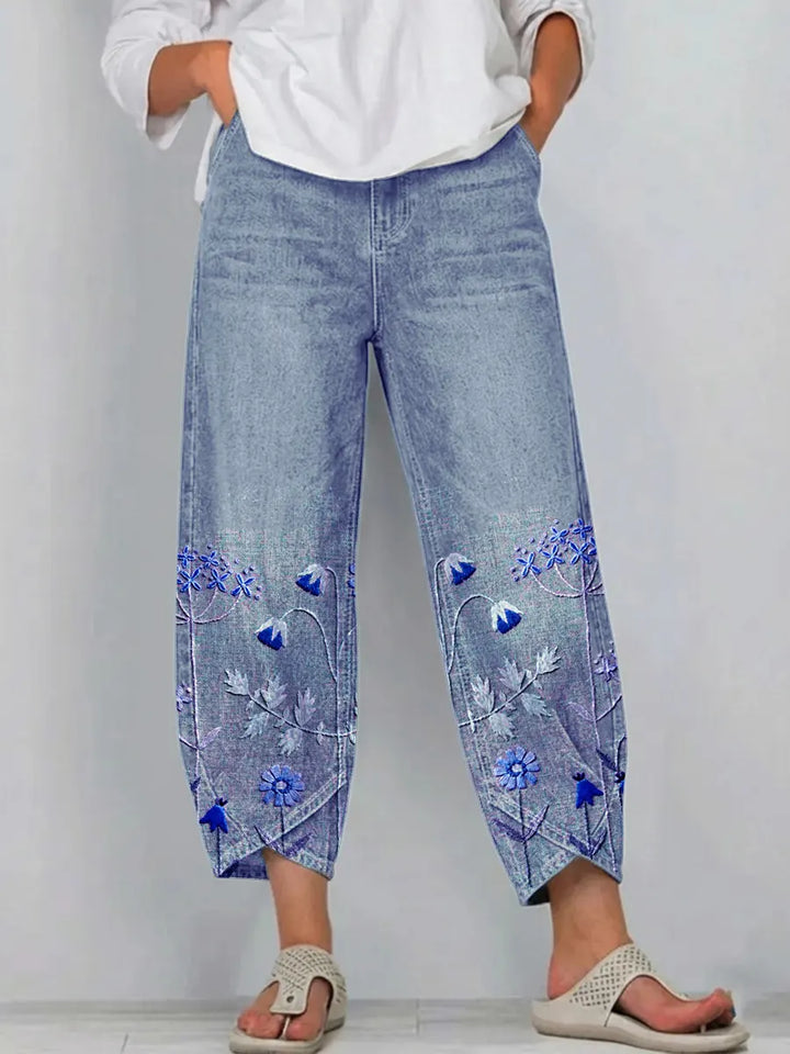 Aven - Pantalon Brodé Élégant