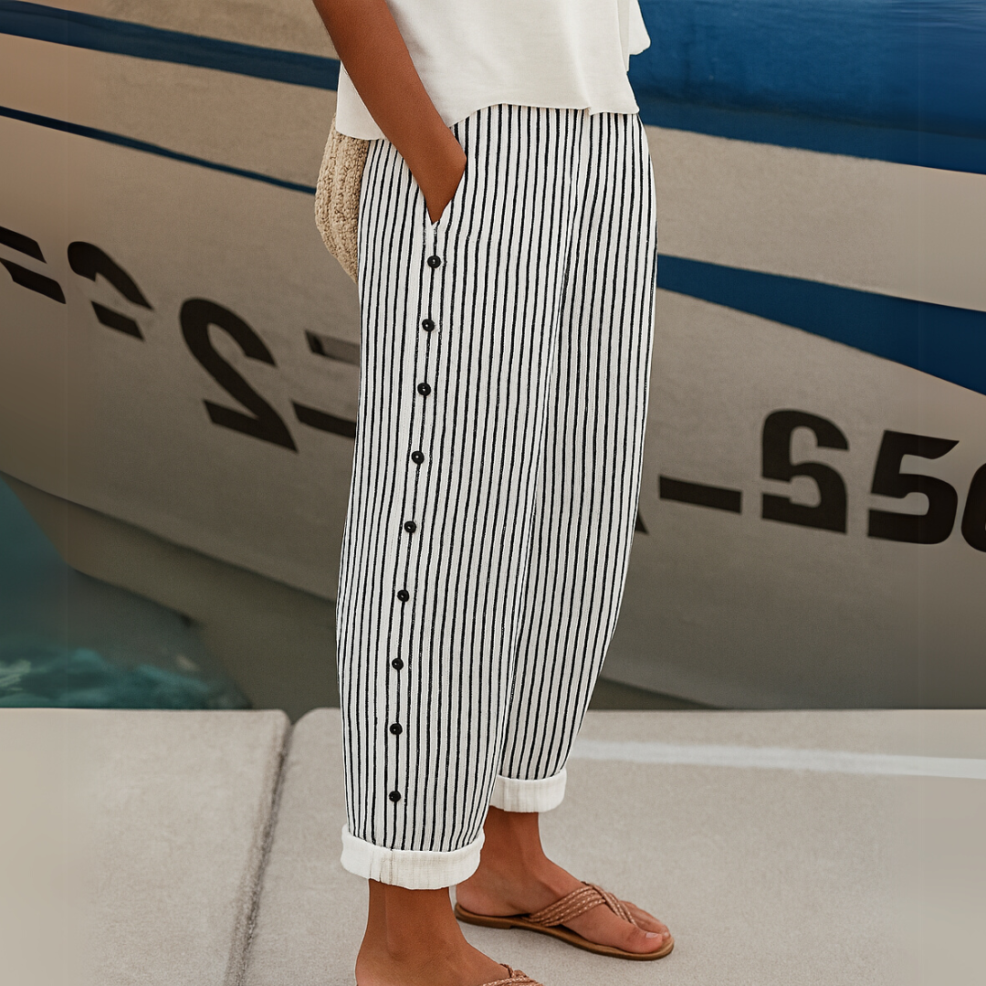 Sharon | Pantalon d'été ample à rayures confortables