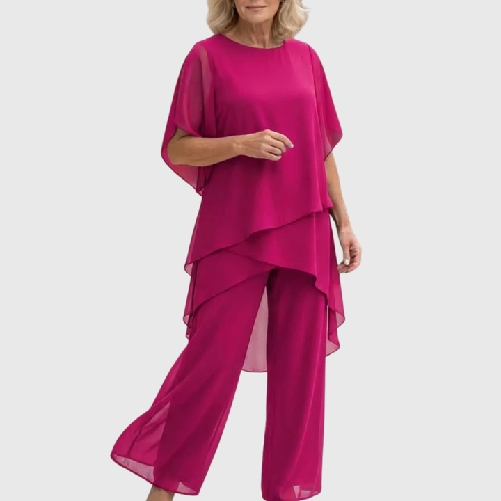 Costume avec pantalons palazzo drapés