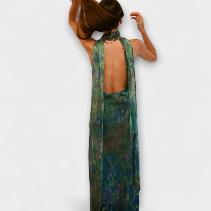 Maisie - Impression Iris de Monet Robe Maxi