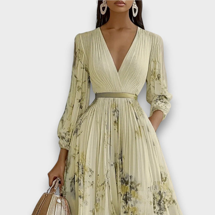 Rowella - Élégant Robe Longue Plissée Florale