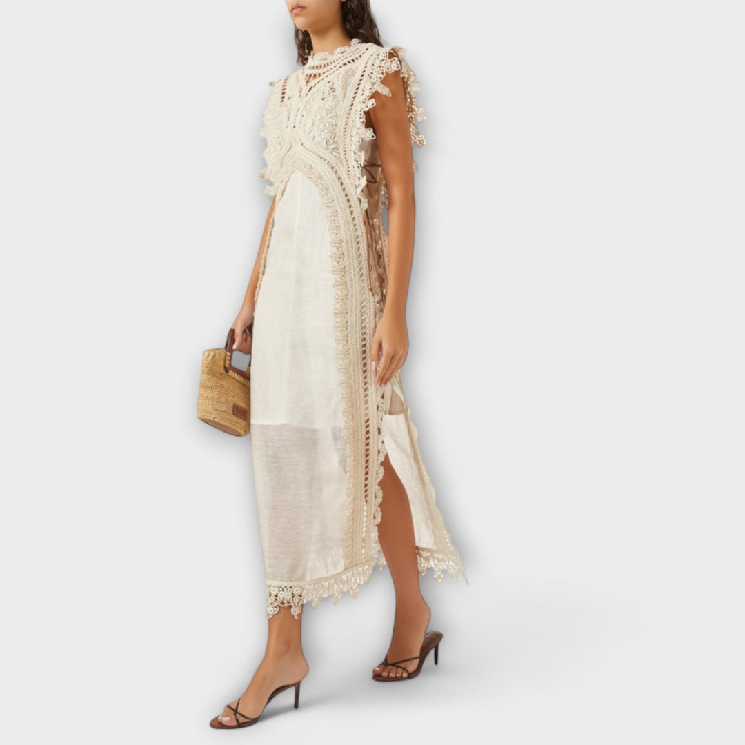 Mira - Robe maxi en organza tissée et vide