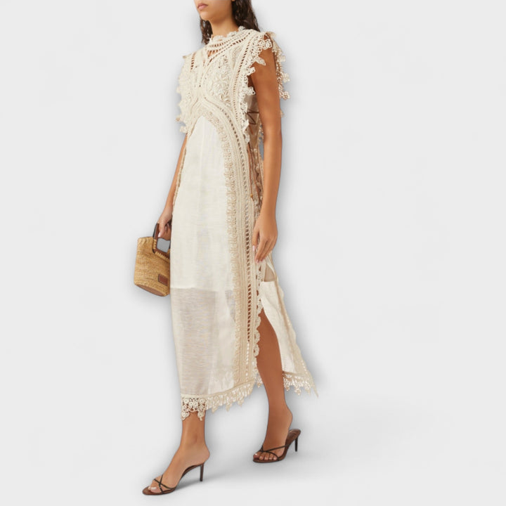 Mira - Robe maxi en organza tissée et vide