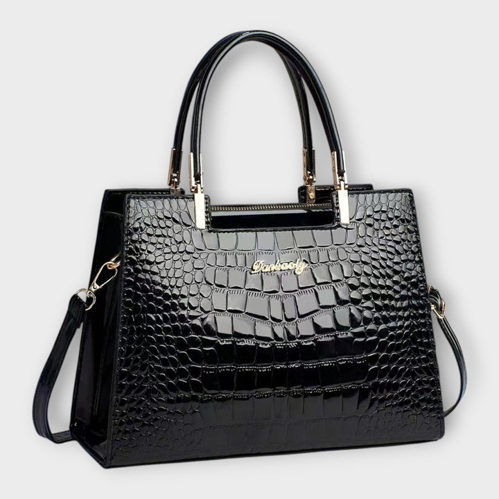 Cécile. - Sac brillant avec motif crocodile