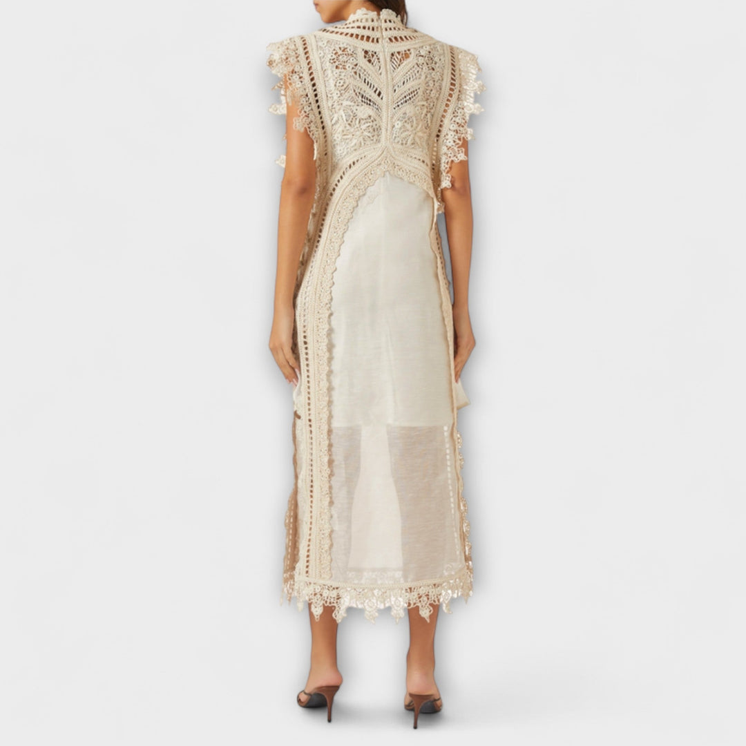 Mira - Robe maxi en organza tissée et vide