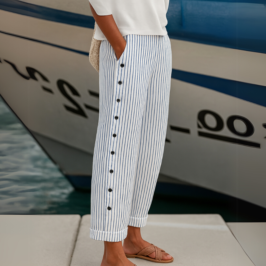 Sharon | Pantalon d'été ample à rayures confortables