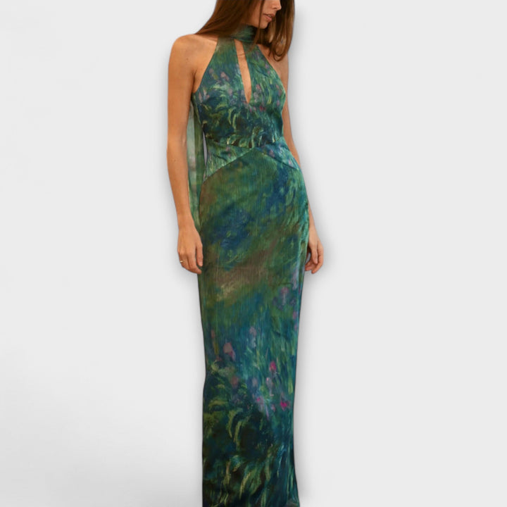 Maisie - Impression Iris de Monet Robe Maxi