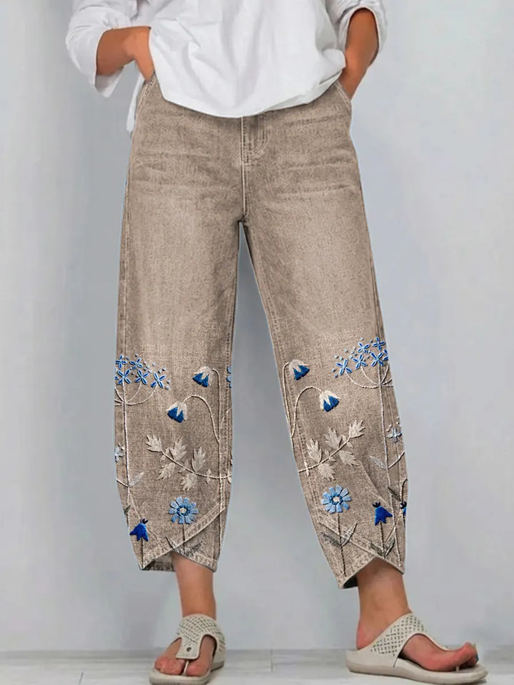Aven - Pantalon Brodé Élégant