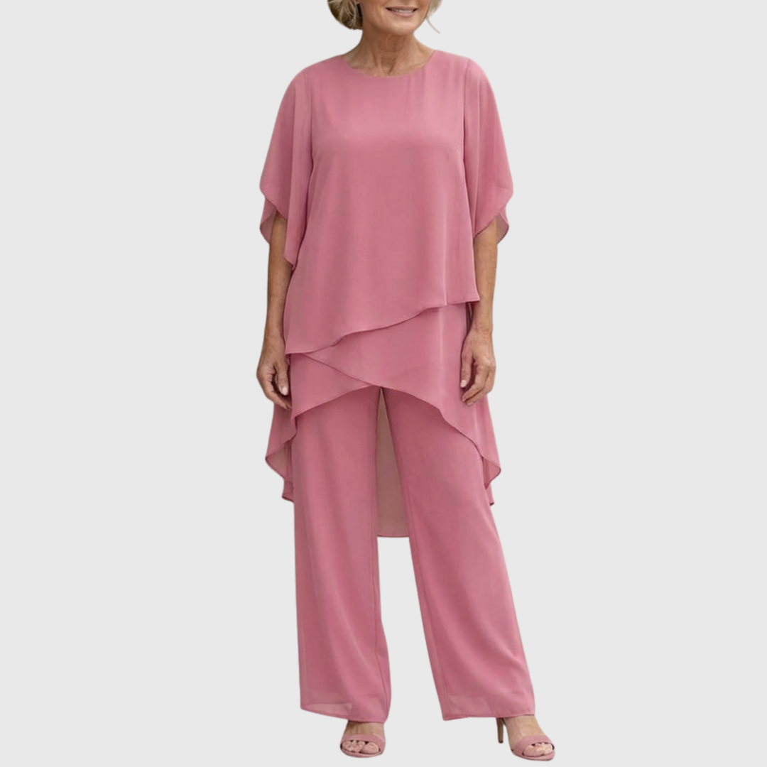 Costume avec pantalons palazzo drapés