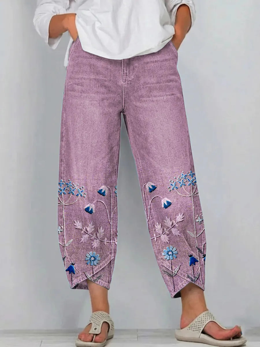 Aven - Pantalon Brodé Élégant