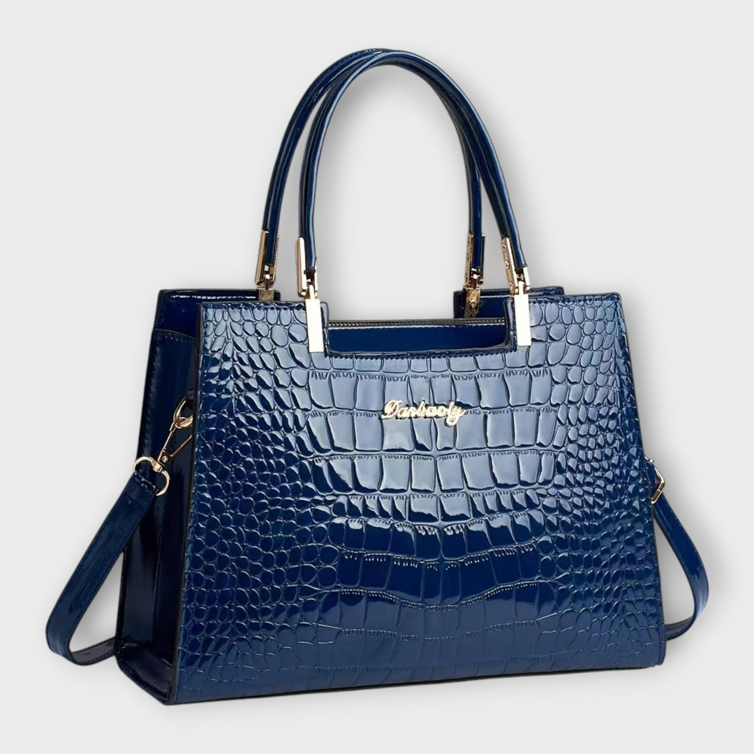 Cécile. - Sac brillant avec motif crocodile