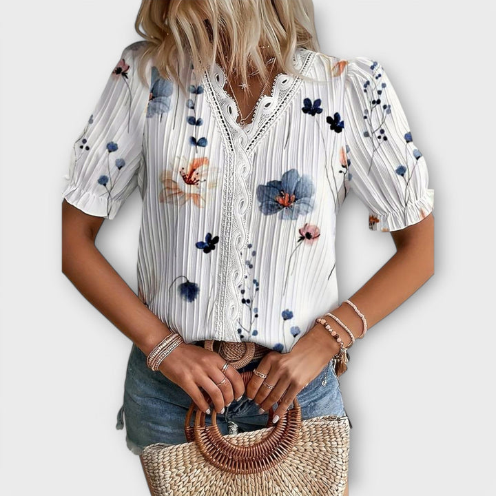 Emily - Blouse à la mode avec décolleté en V