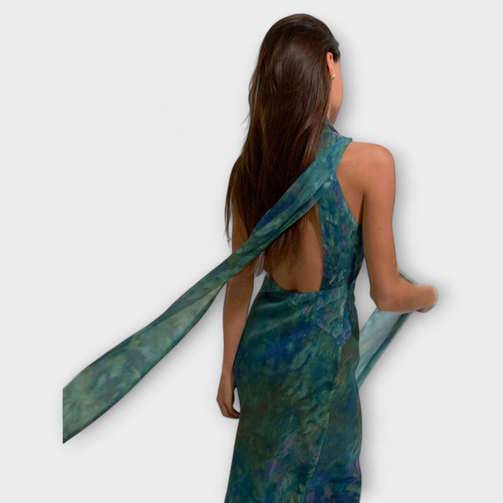 Maisie - Impression Iris de Monet Robe Maxi