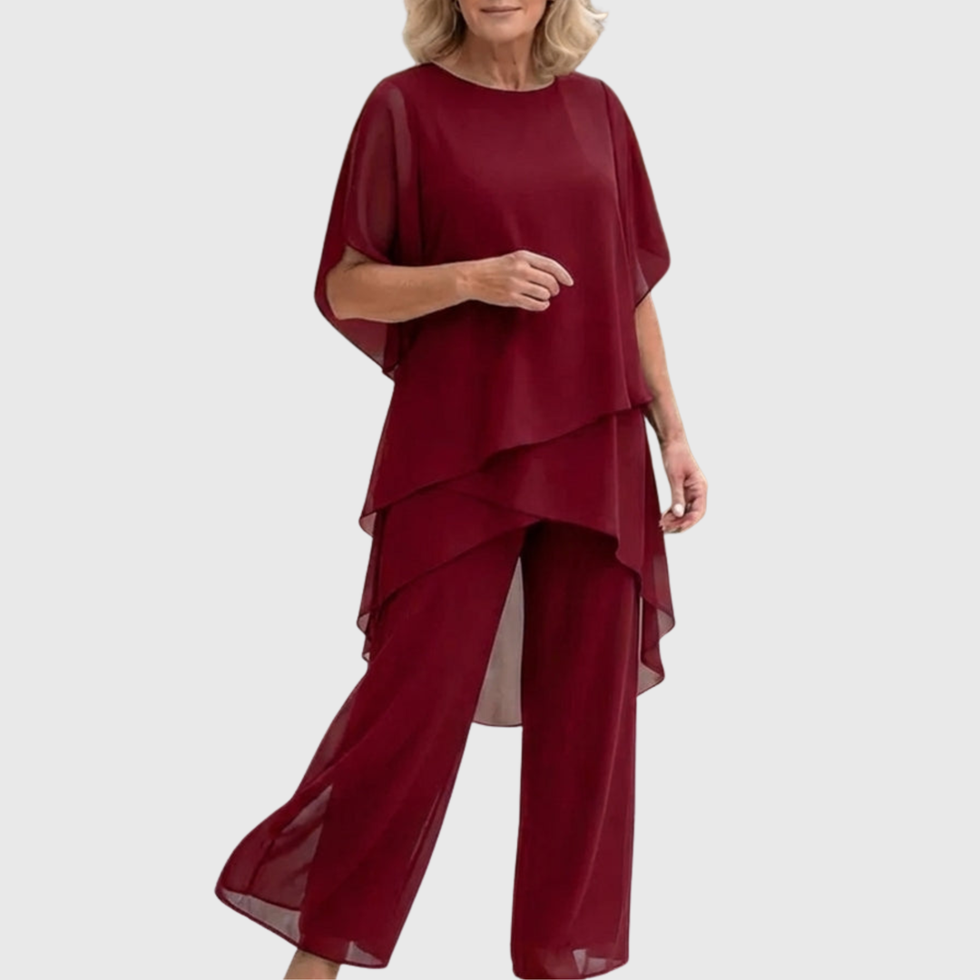 Costume avec pantalons palazzo drapés