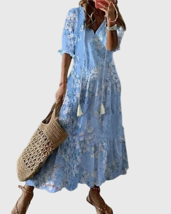 Amalia | Robe Maxi Vintage Bohème d'Été