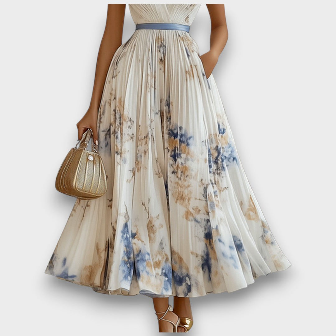 Rowella - Élégant Robe Longue Plissée Florale