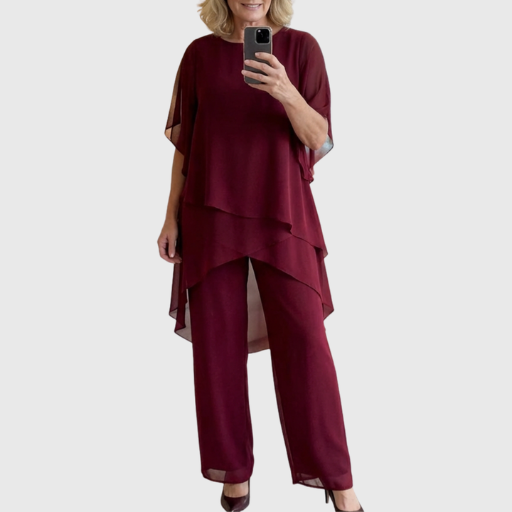 Costume avec pantalons palazzo drapés
