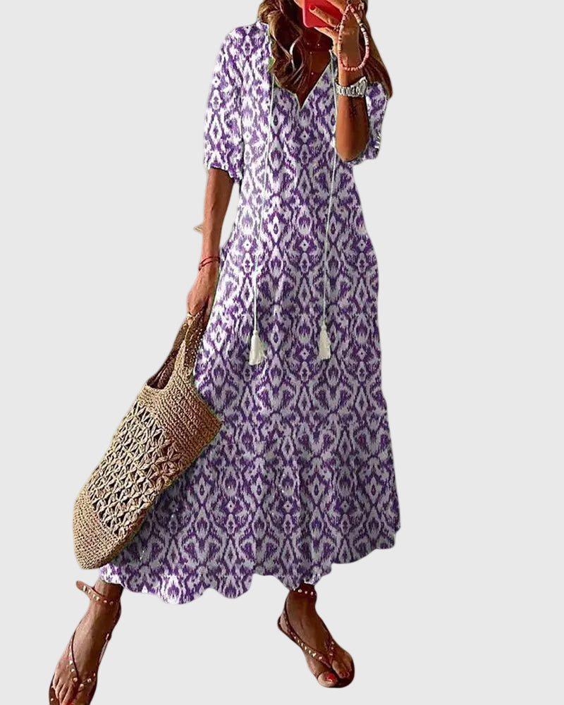 Amalia | Robe Maxi Vintage Bohème d'Été