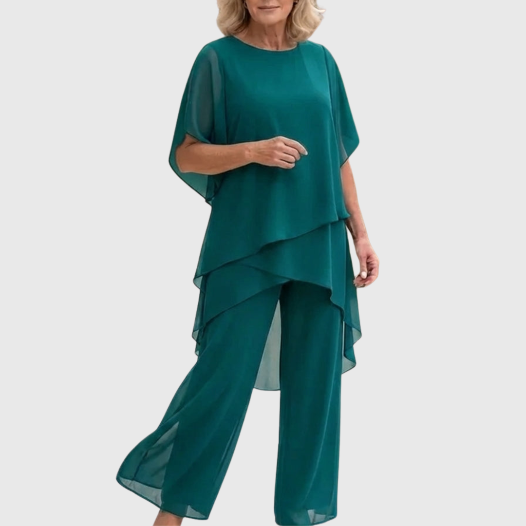 Costume avec pantalons palazzo drapés