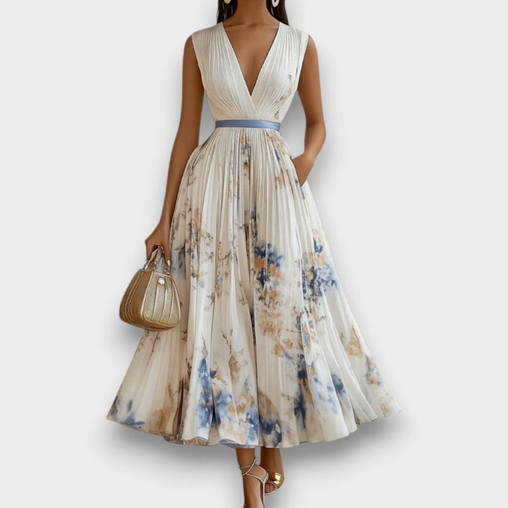 Rowella - Élégant Robe Longue Plissée Florale