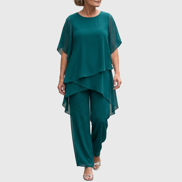 Costume avec pantalons palazzo drapés