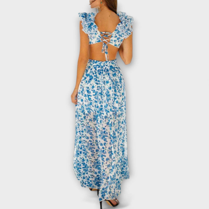 Elin - Robe maxi avec volants et décolletés