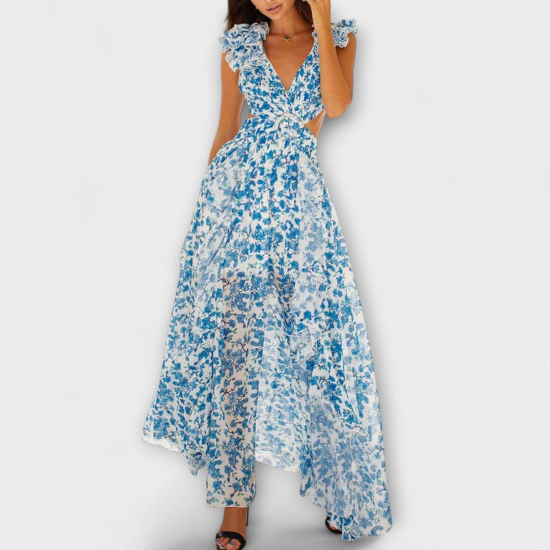 Elin - Robe maxi avec volants et décolletés