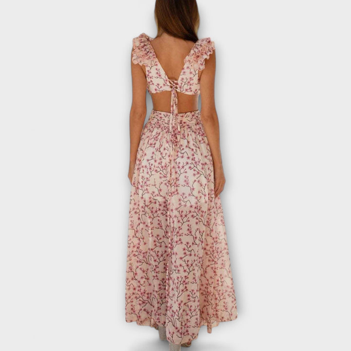 Elin - Robe maxi avec volants et décolletés