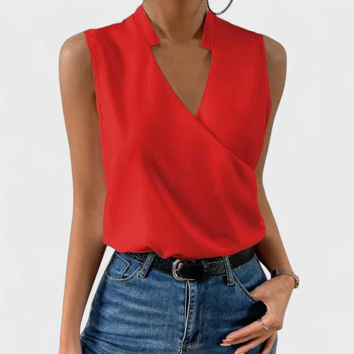 Simona - T-shirt d'Été Doux avec Décolleté en V