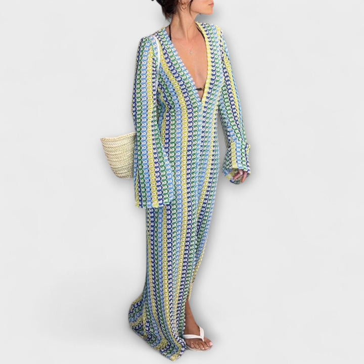 Elina – Robe maxi avec décolleté en V et une touche de vacances