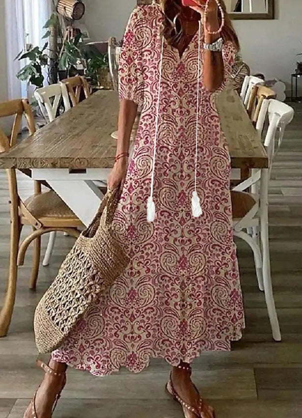 Amalia | Robe Maxi Vintage Bohème d'Été