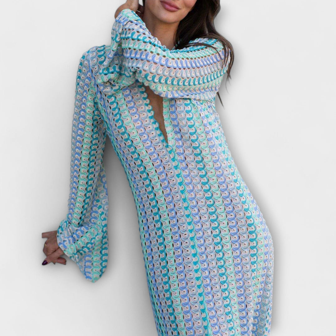 Elina – Robe maxi avec décolleté en V et une touche de vacances