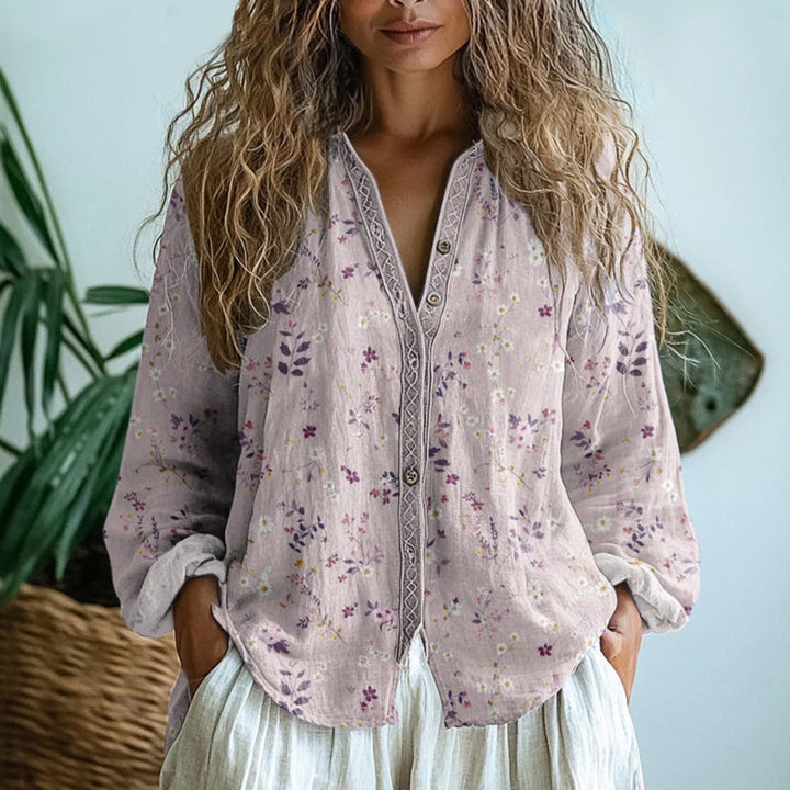 Sofia – Blouse ample avec imprimé naturel