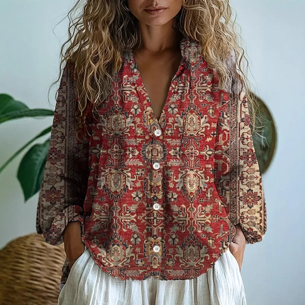 Sofia – Blouse ample avec imprimé naturel