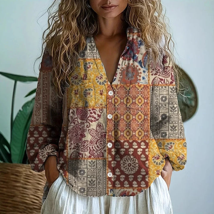 Sofia – Blouse ample avec imprimé naturel