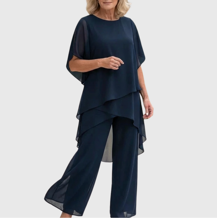 Costume avec pantalons palazzo drapés