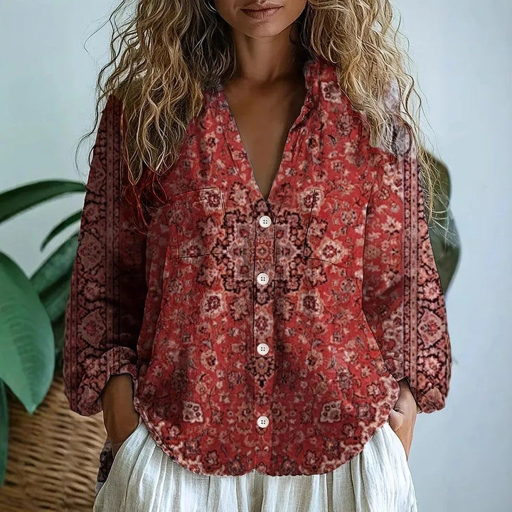 Sofia – Blouse ample avec imprimé naturel