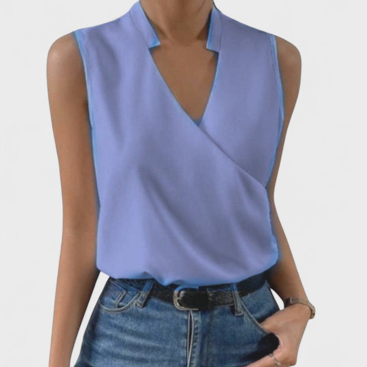 Simona - T-shirt d'Été Doux avec Décolleté en V