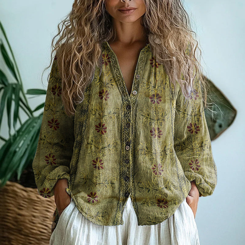 Sofia – Blouse ample avec imprimé naturel